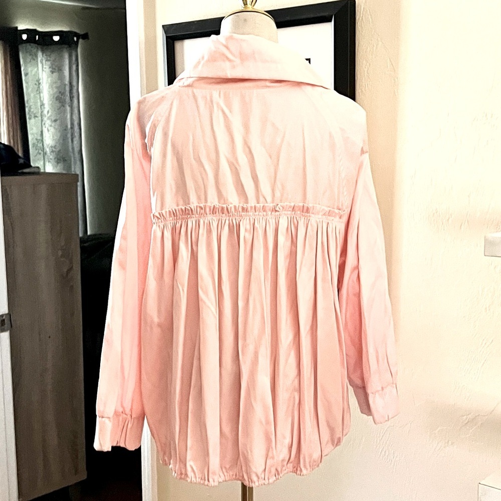 Viotto,Blush Peplum Windbreaker Jacket Lightweight Utility Snap-Front SIZE L - Picture 2 of 12